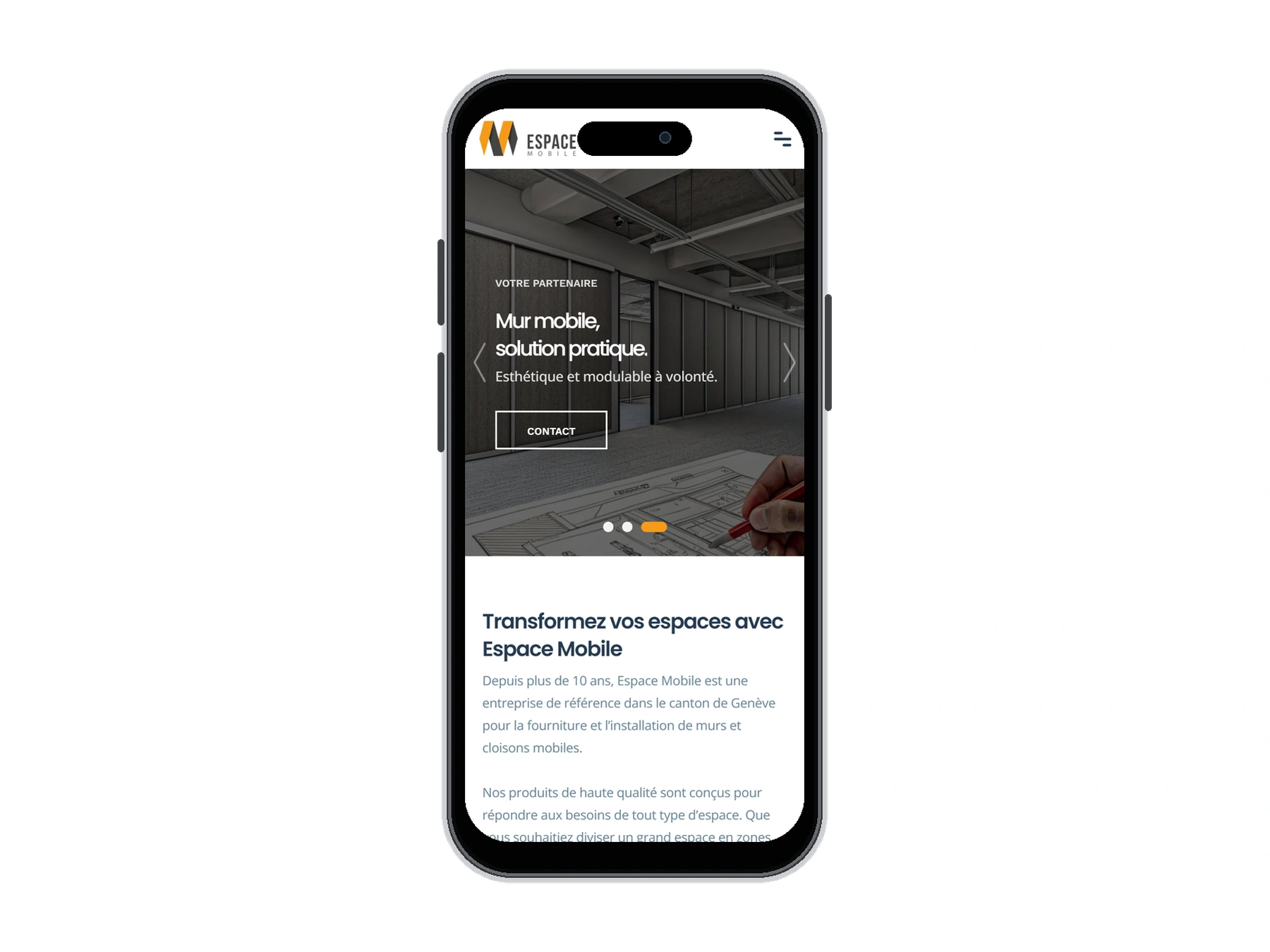 Mock-up iPhone du site Espace Mobile
