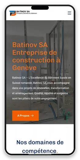 Capture responsive du site Batinov SA sur smartphone