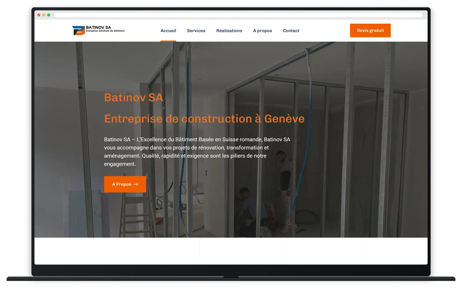 Capture responsive du site Batinov SA sur ordinateur portable