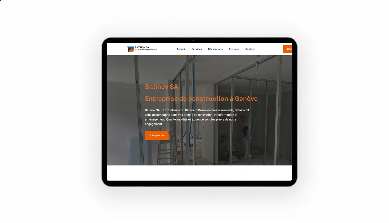 Mock-up iPad du site Batinov SA