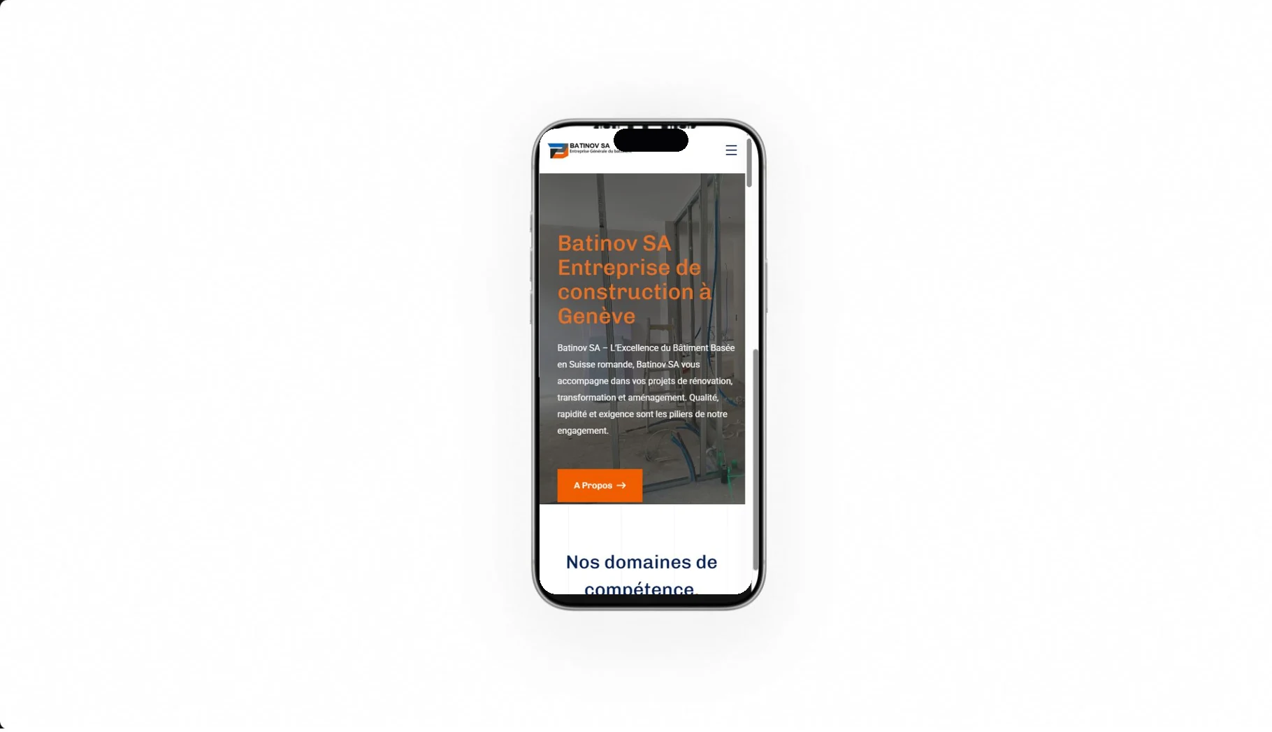 Mock-up iPhone du site Batinov SA