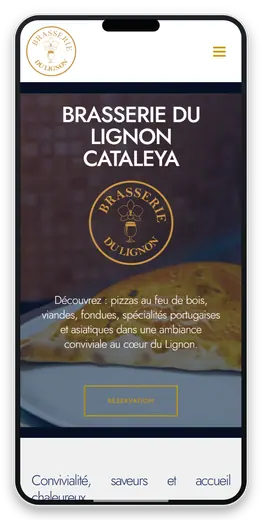 Capture responsive du site Brasserie du Lignon Cataleya sur smartphone
