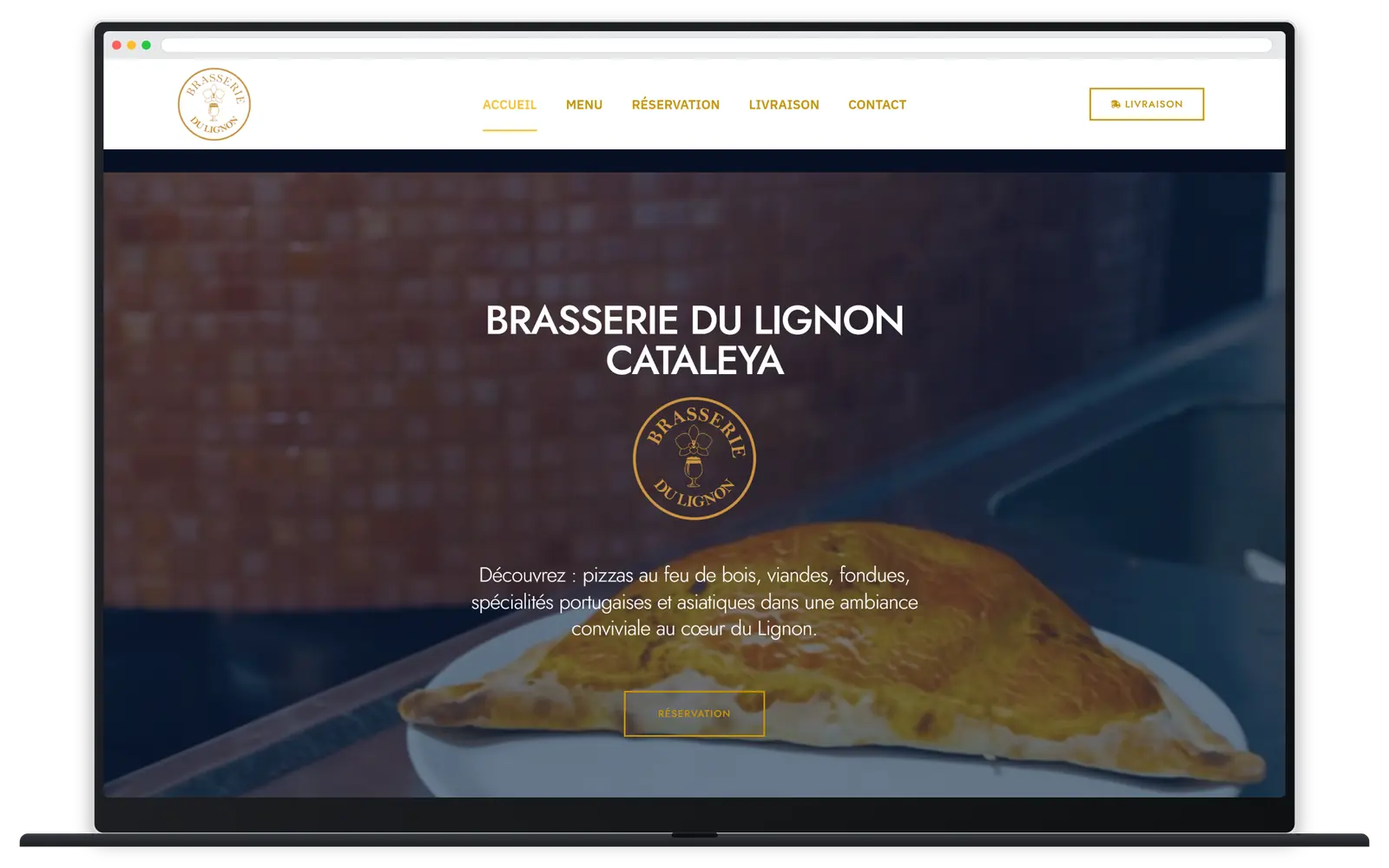 Capture responsive du site Brasserie du Lignon Cataleya sur ordinateur portable