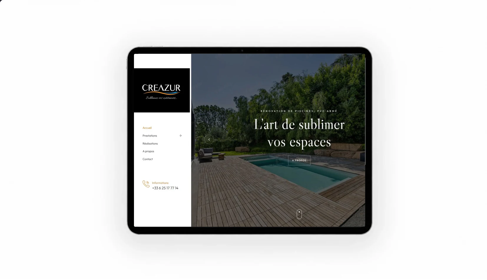 Mock-up iPad du site CREAZUR, Mucedola