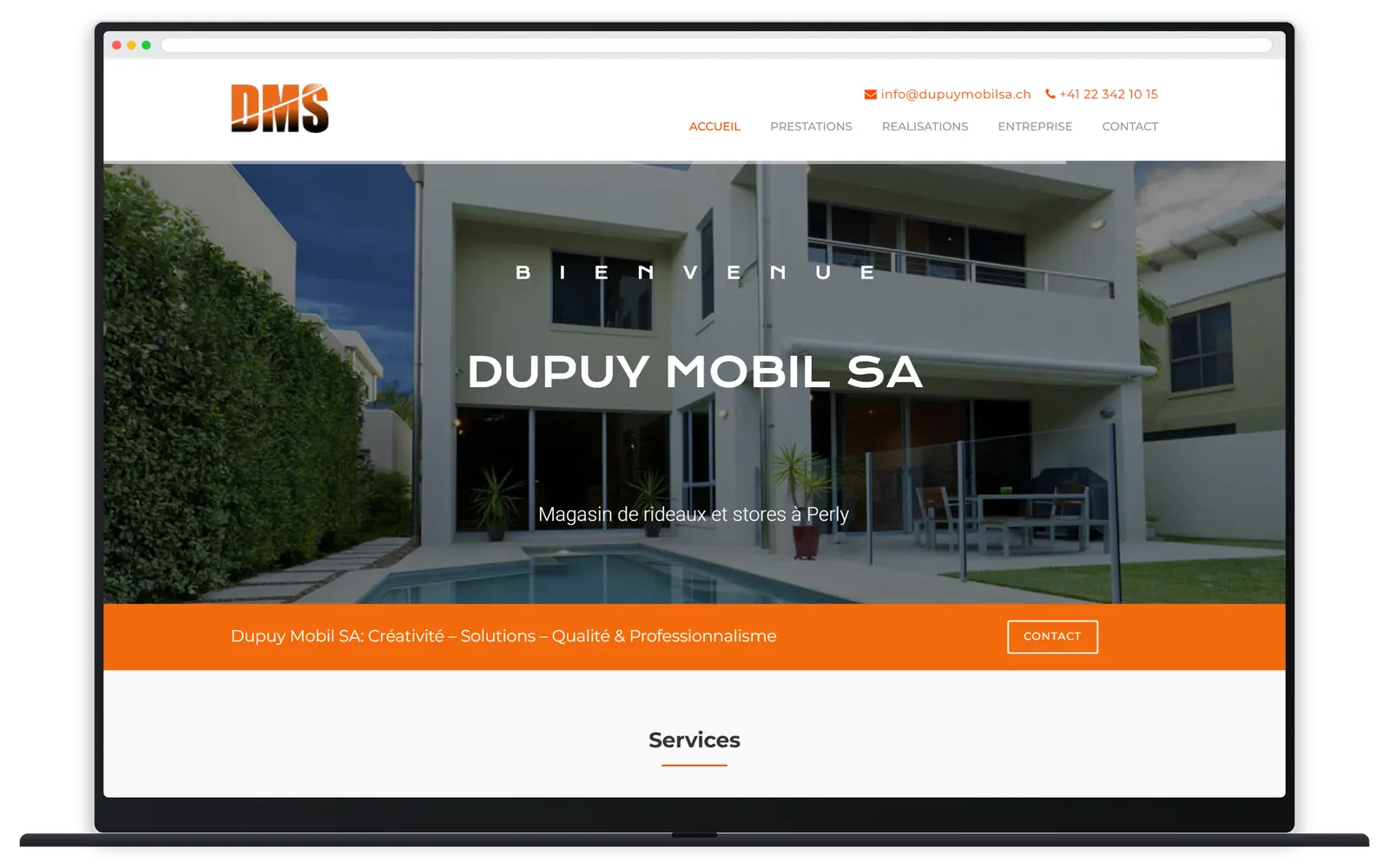 Capture responsive du site Dupuy Mobil SA sur ordinateur portable