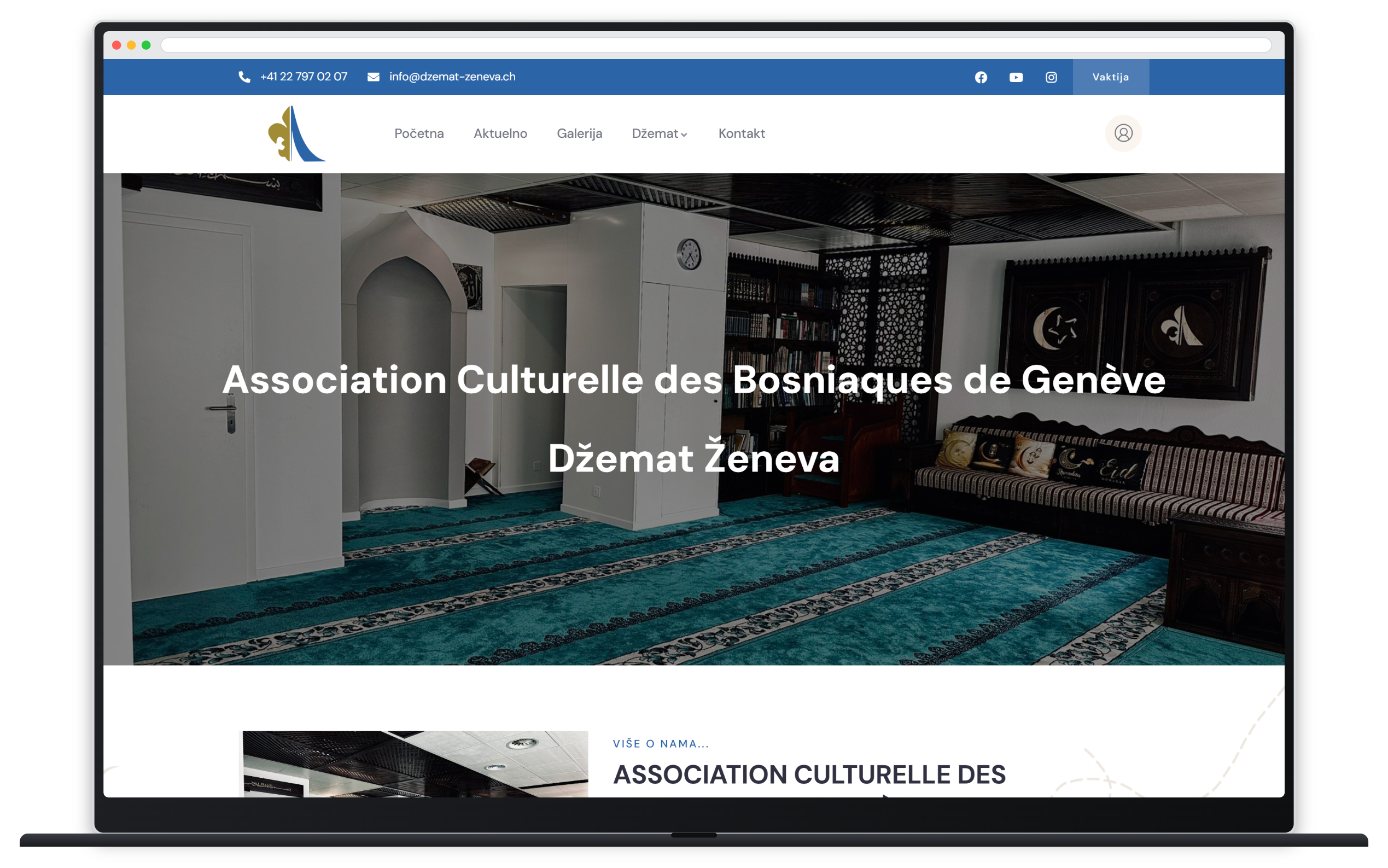Capture responsive du site Association Culturelle des Bosniaques de Genève sur ordinateur portable