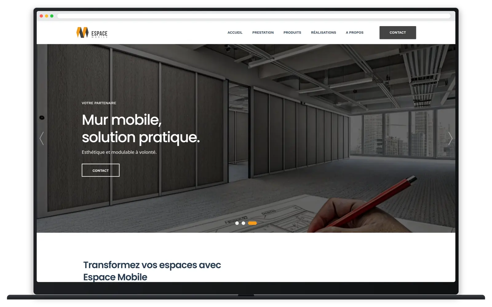 Capture responsive du site Espace Mobile sur ordinateur portable