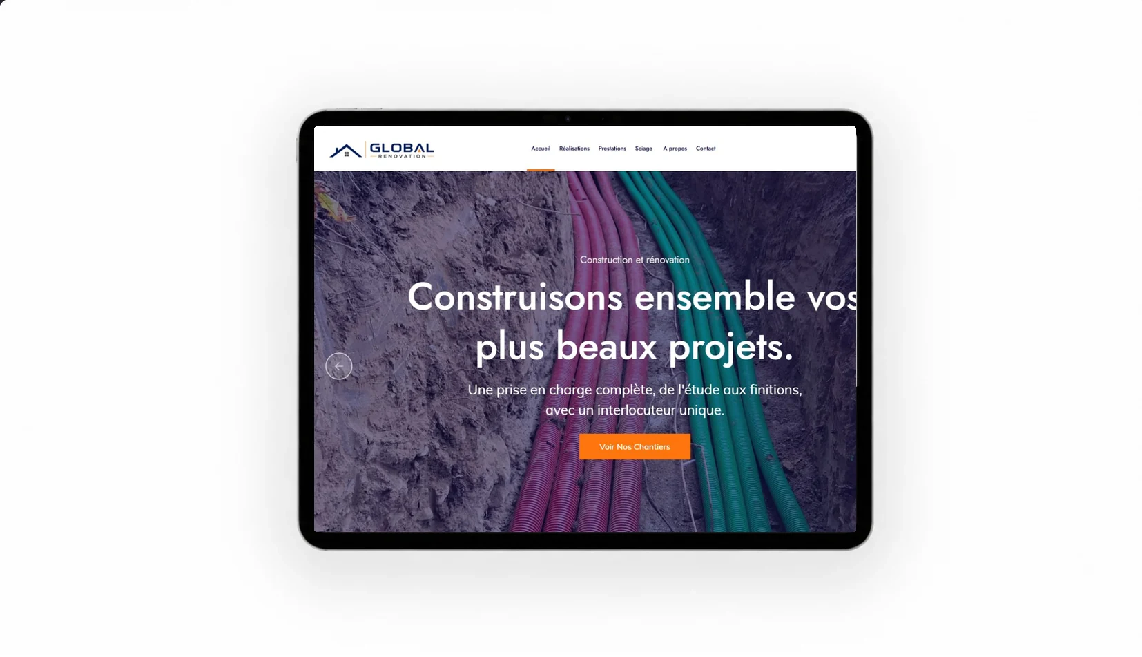 Mock-up iPad du site Global Renovation