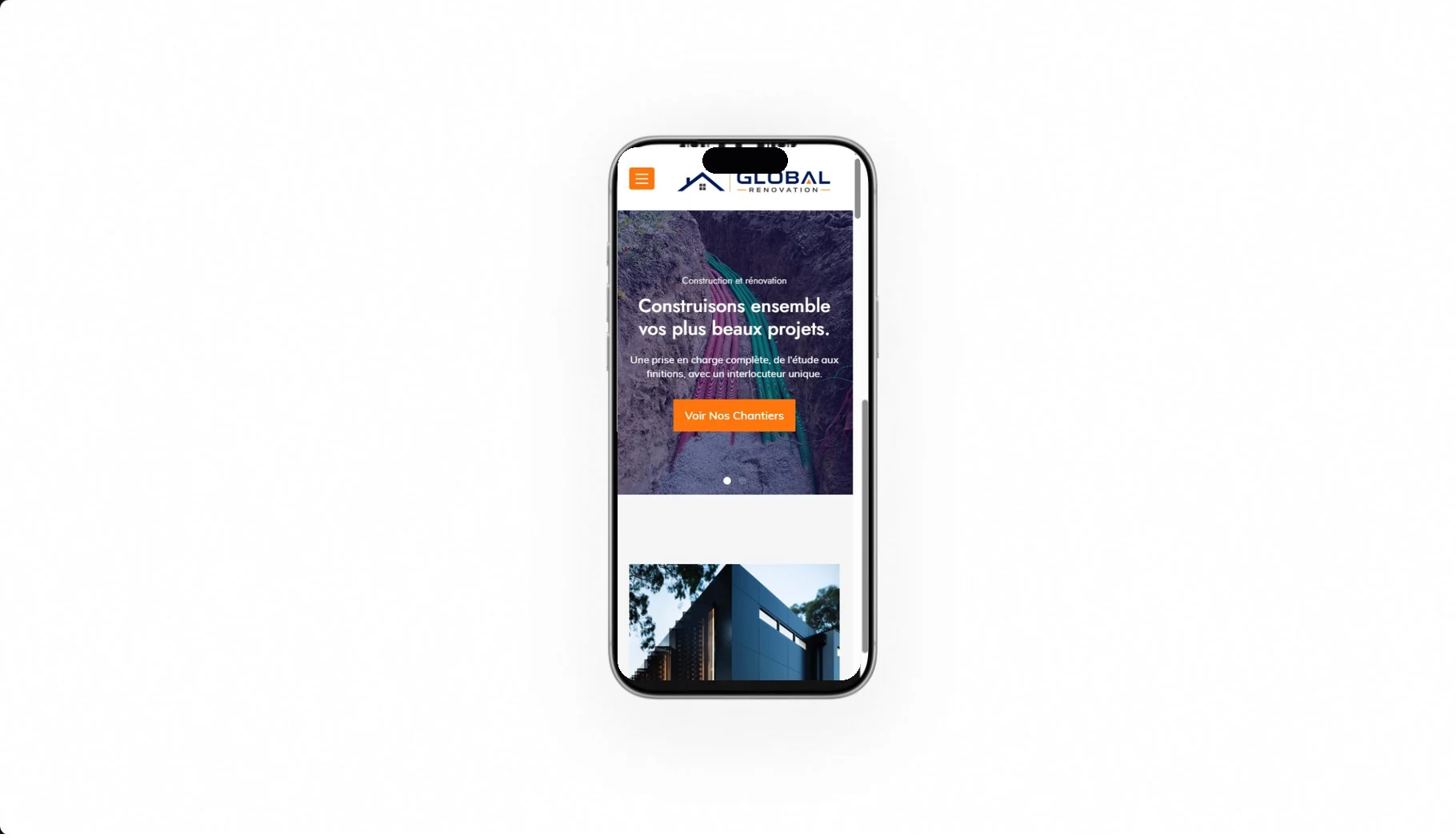 Mock-up iPhone du site Global Renovation