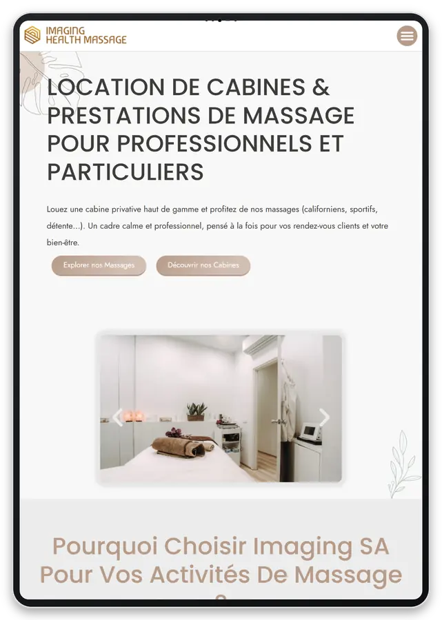 Capture responsive du site Imaging SA sur tablette
