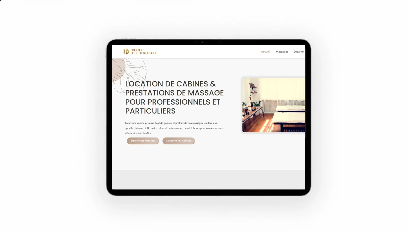 Mock-up iPad du site Imaging SA