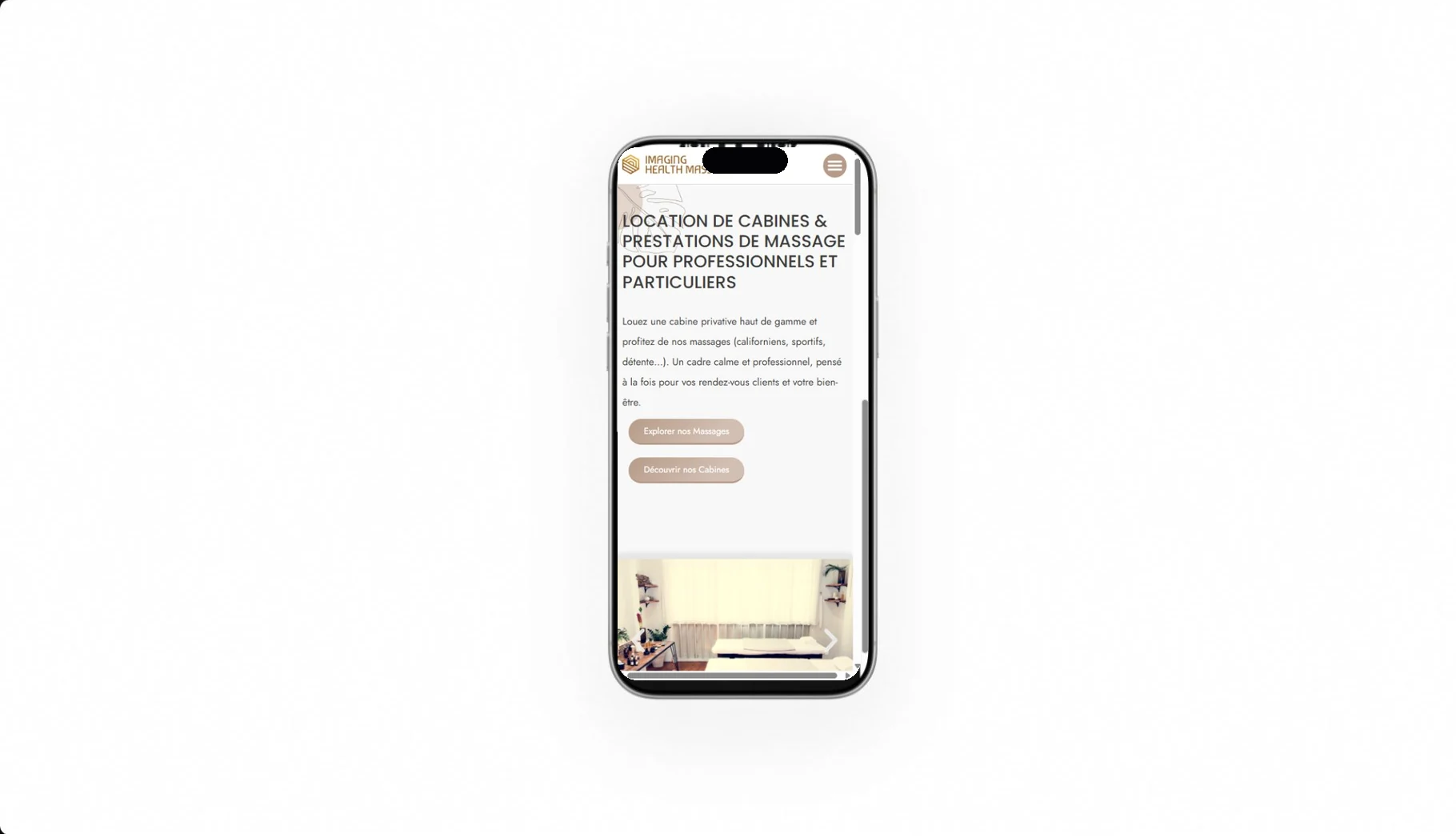 Mock-up iPhone du site Imaging SA