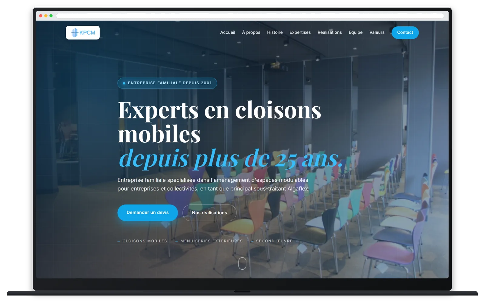 Capture responsive du site KPCM sur ordinateur portable