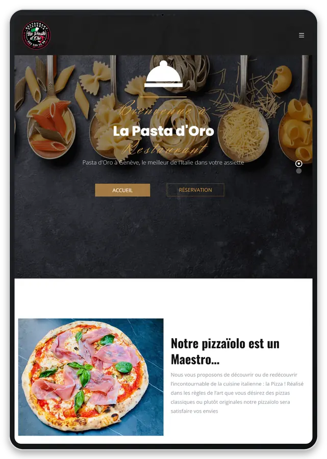 Capture responsive du site La Pasta d’Oro sur tablette