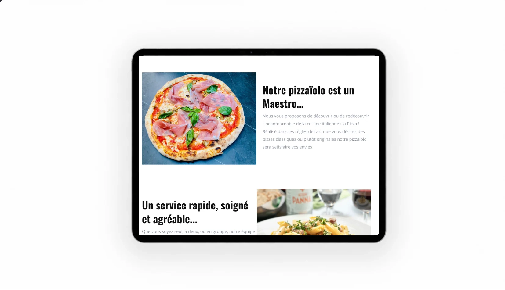 Mock-up iPad du site La Pasta d’Oro