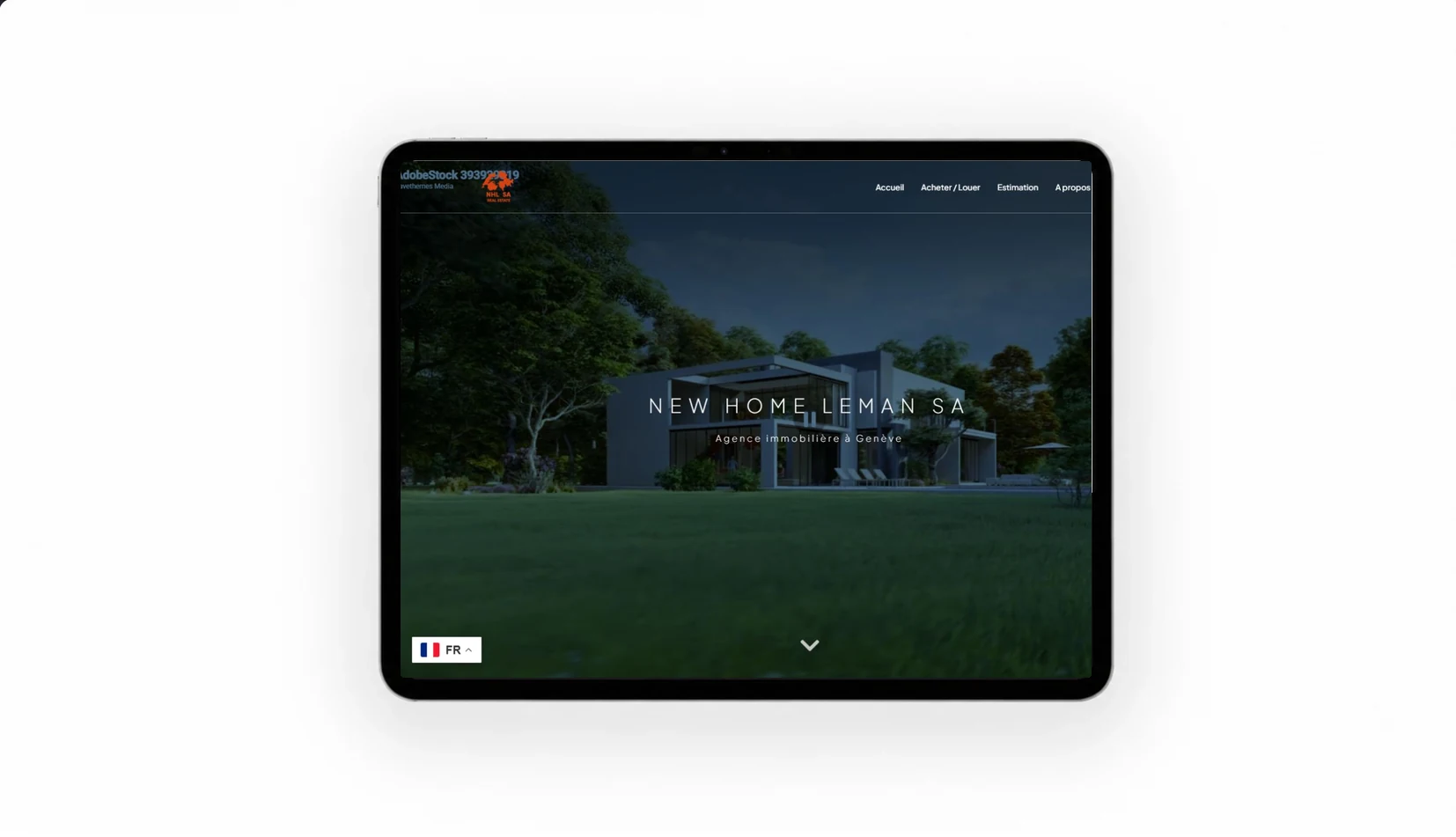 Mock-up iPad du site New Home Léman SA