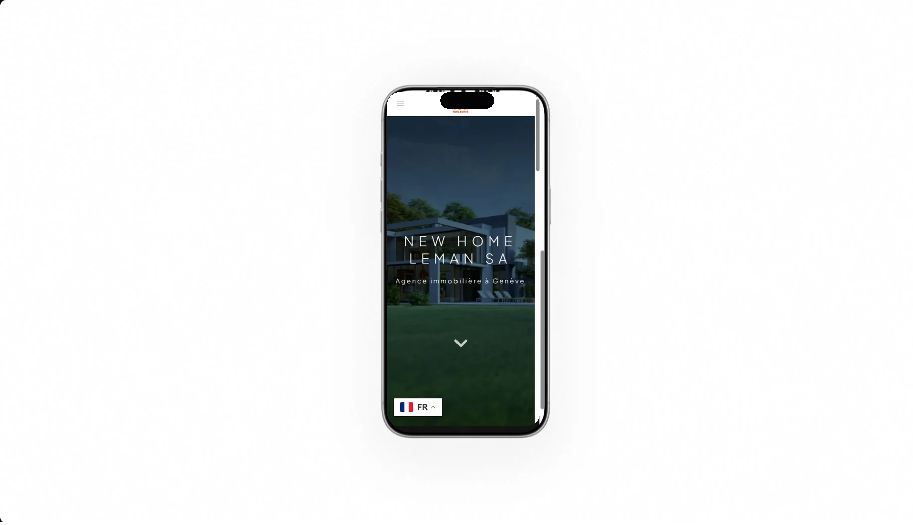 Mock-up iPhone du site New Home Léman SA