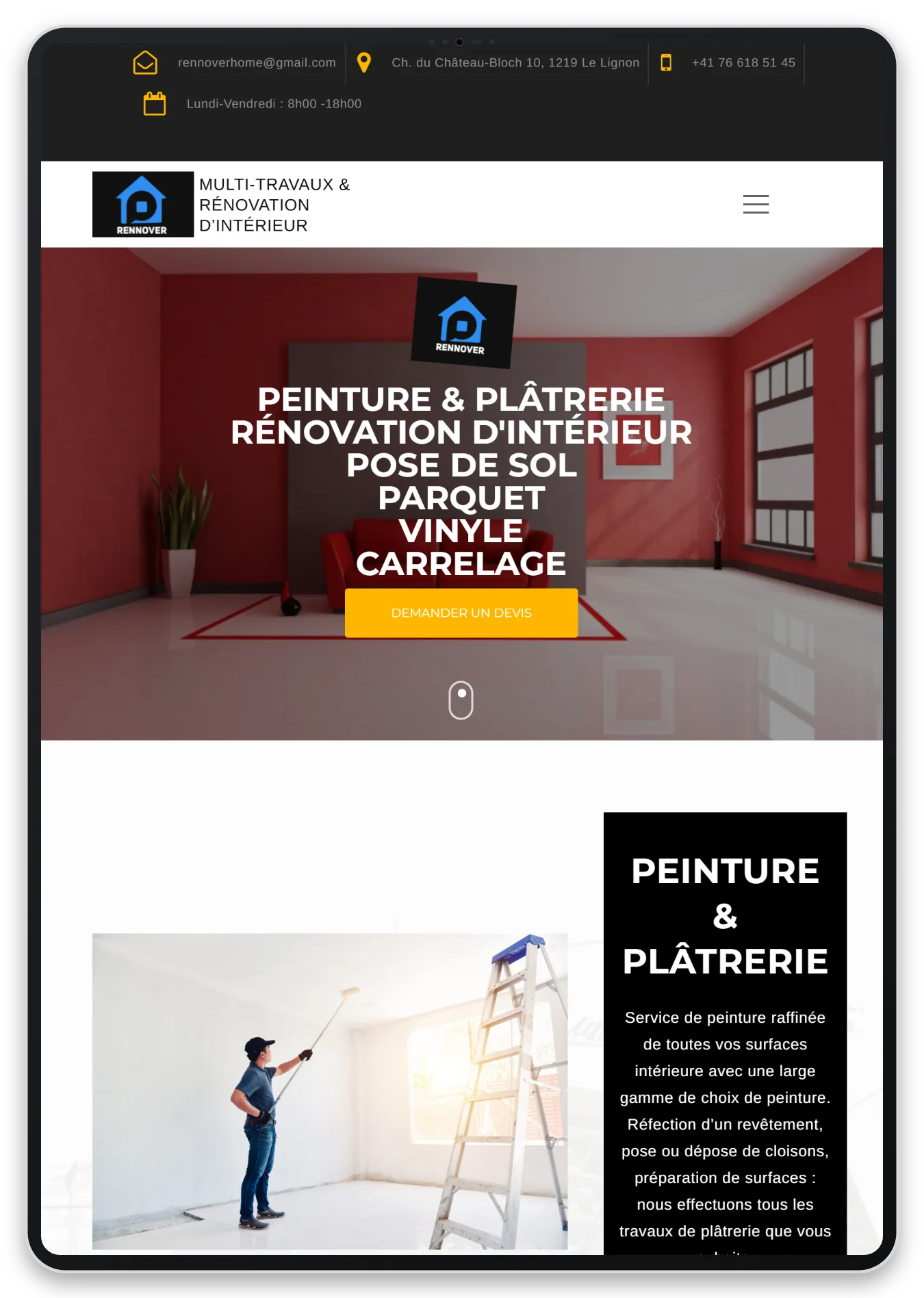 Capture responsive du site Rennover sur tablette