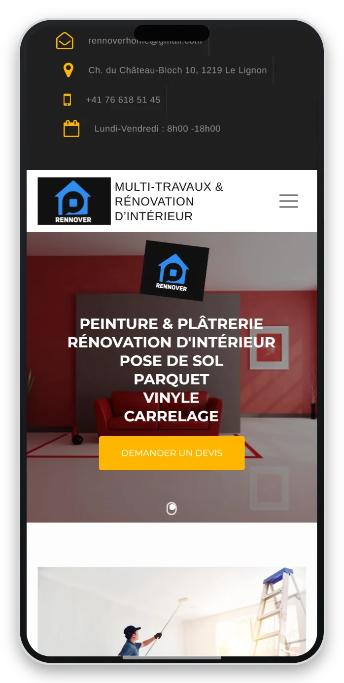 Capture responsive du site Rennover sur smartphone